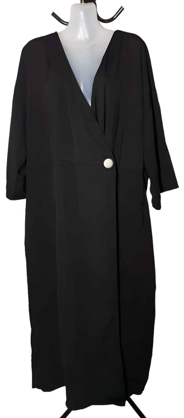 City Chic Large - Black Longline Button Up Jacket Dress