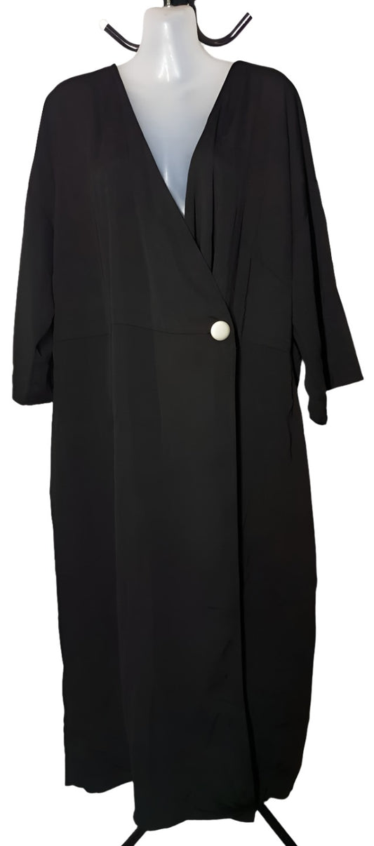 City Chic Large - Black Longline Button Up Jacket Dress