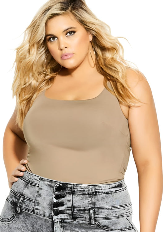 City Chic Large - Khaki Stretchy Bodysuit