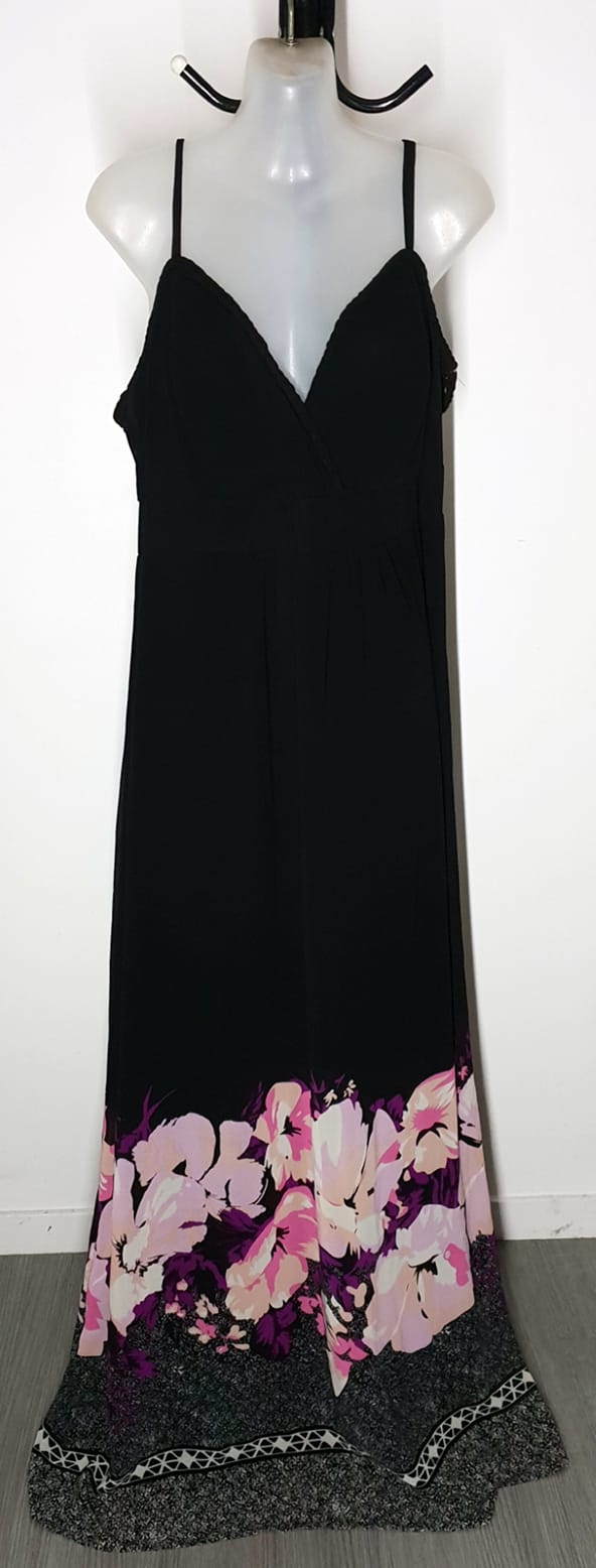 City Chic Large - Black Floral Maxi Dress