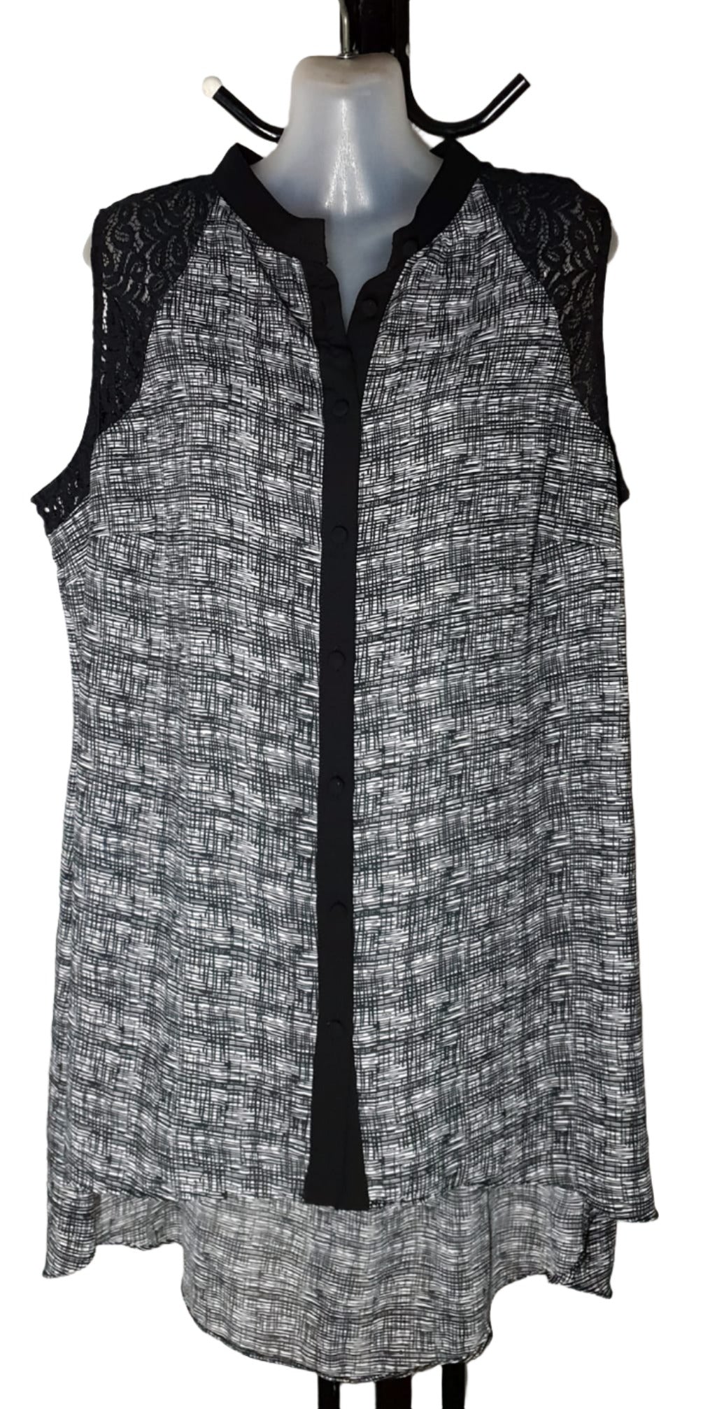 City Chic Medium - Lace Back Hi Lo Button Up Tunic Top