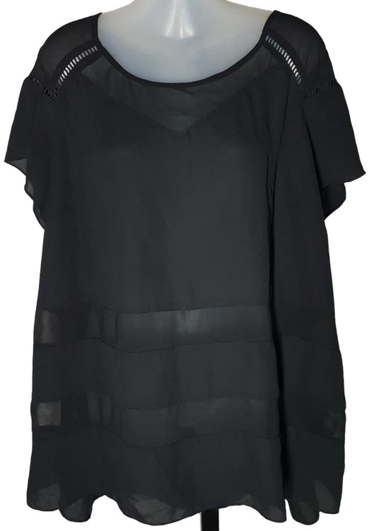 City Chic Medium - Black Mesh Panel Top