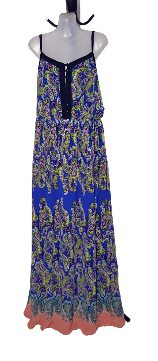 City Chic Medium - Button Front Paisley Maxi Dress - No Tie