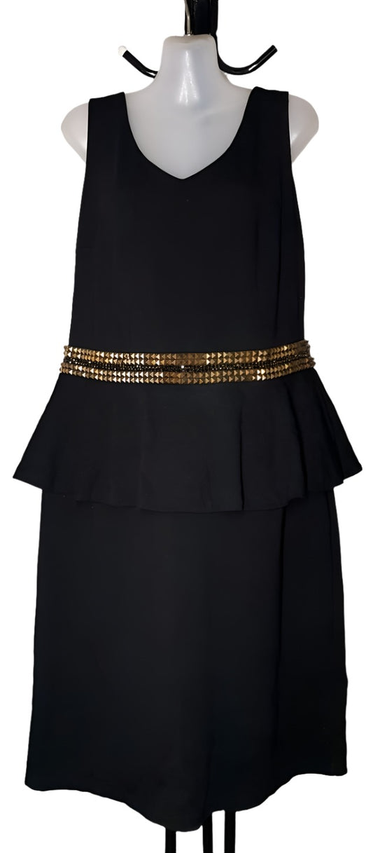 City Chic Medium - Black Embellished Peplum Dress