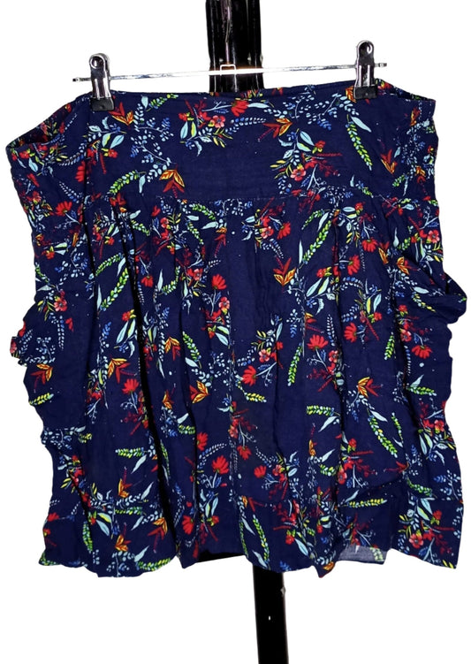 City Chic Medium - Navy Floral Skirt With Pockets