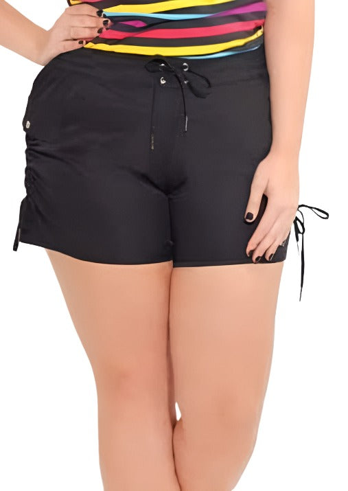 City Chic Medium - Black Elastic Waist Shorts