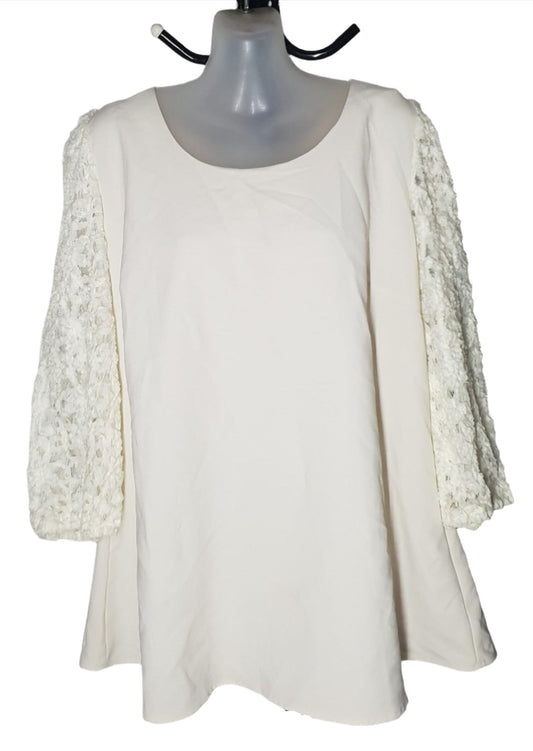 City Chic Small - Ivory Lace Sleeve Detail Top