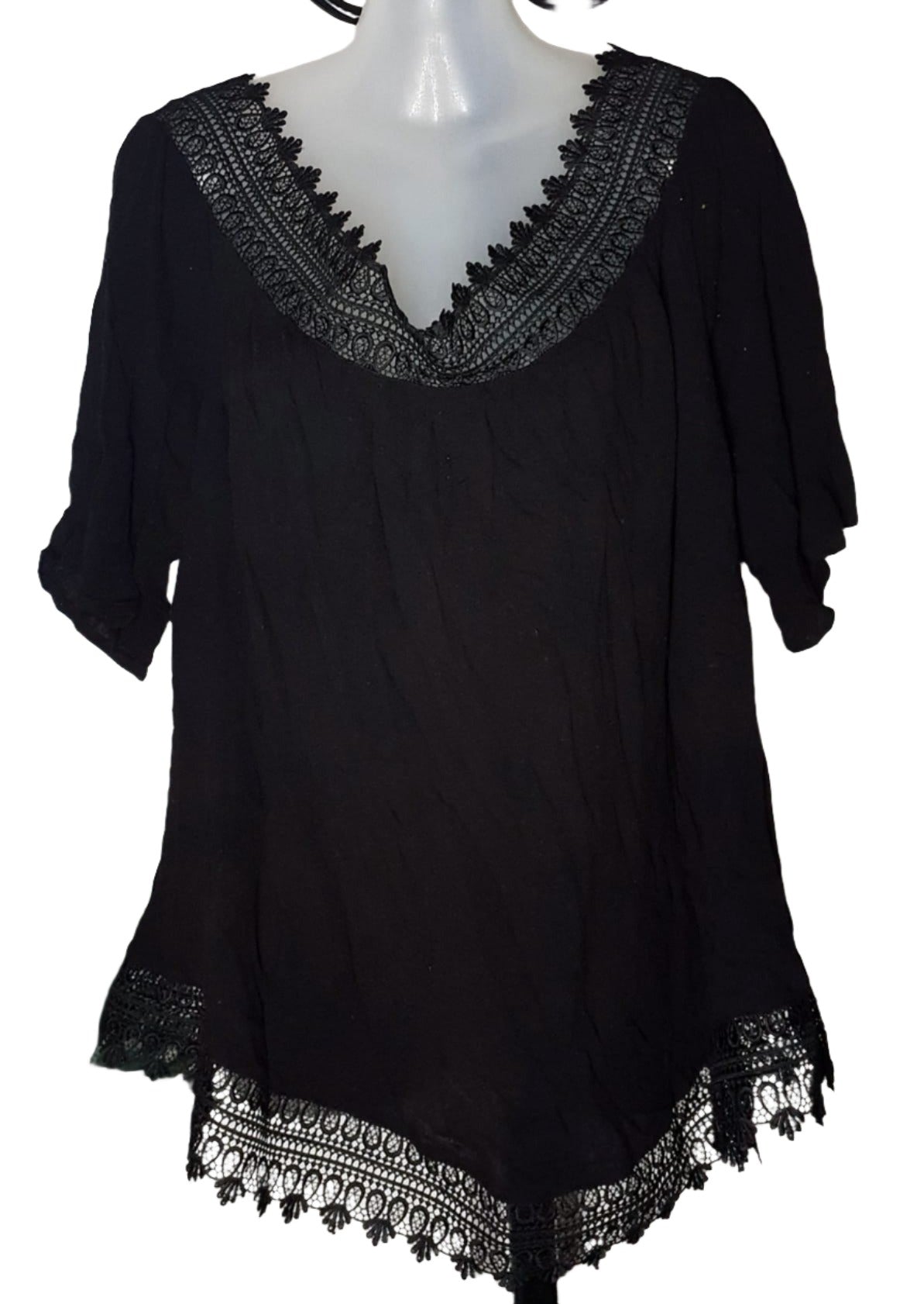 City Chic Small -  Black Lace Off Shoulder Top