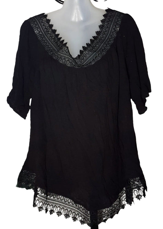 City Chic Small -  Black Lace Off Shoulder Top