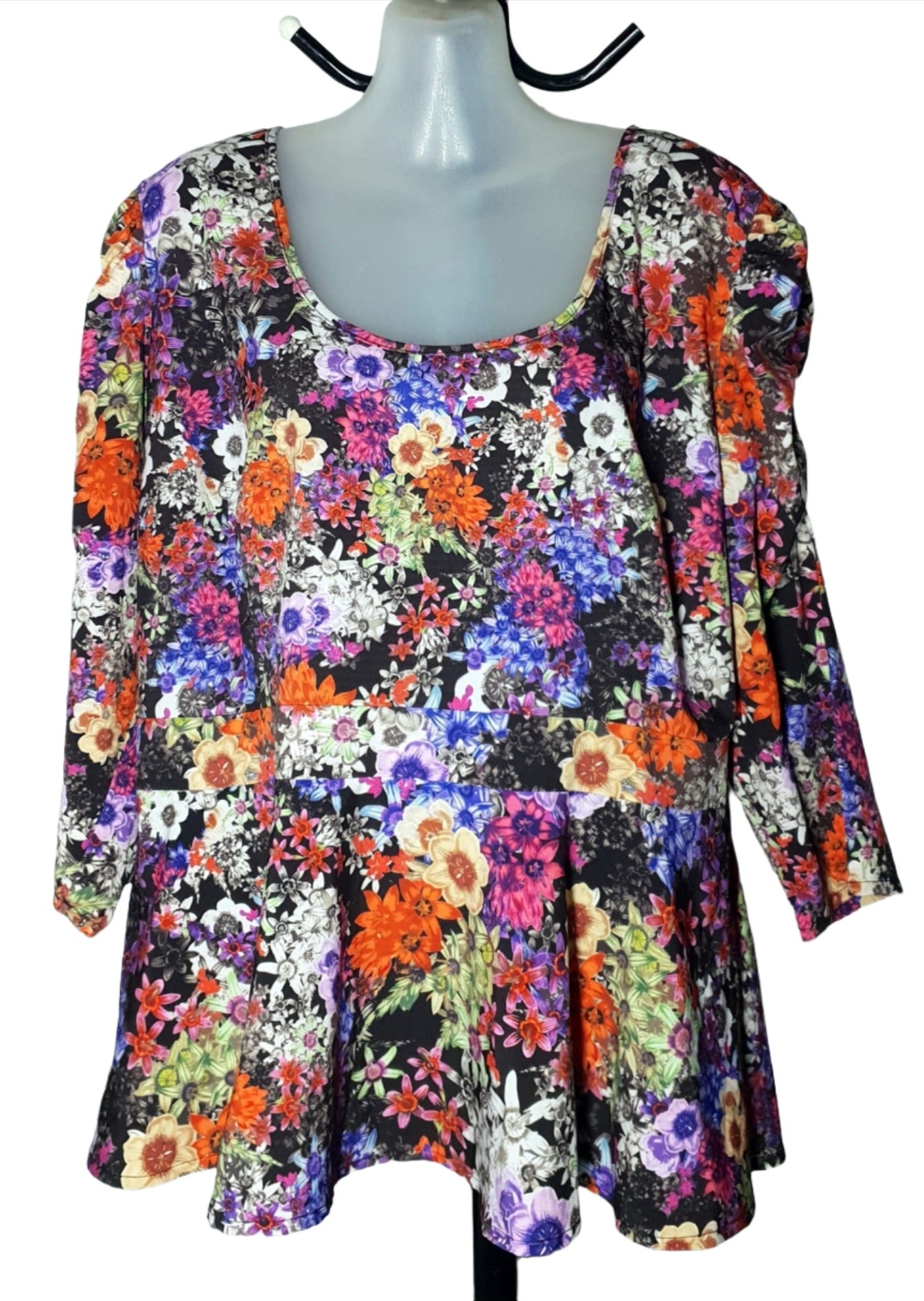 City Chic Small -  Floral Sleeved Peplum Top