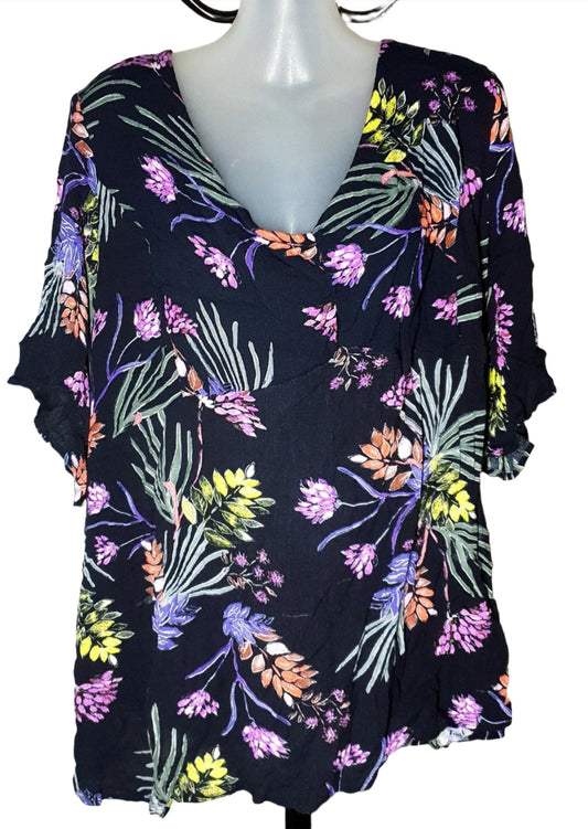 City Chic XL - Purple Floral Top
