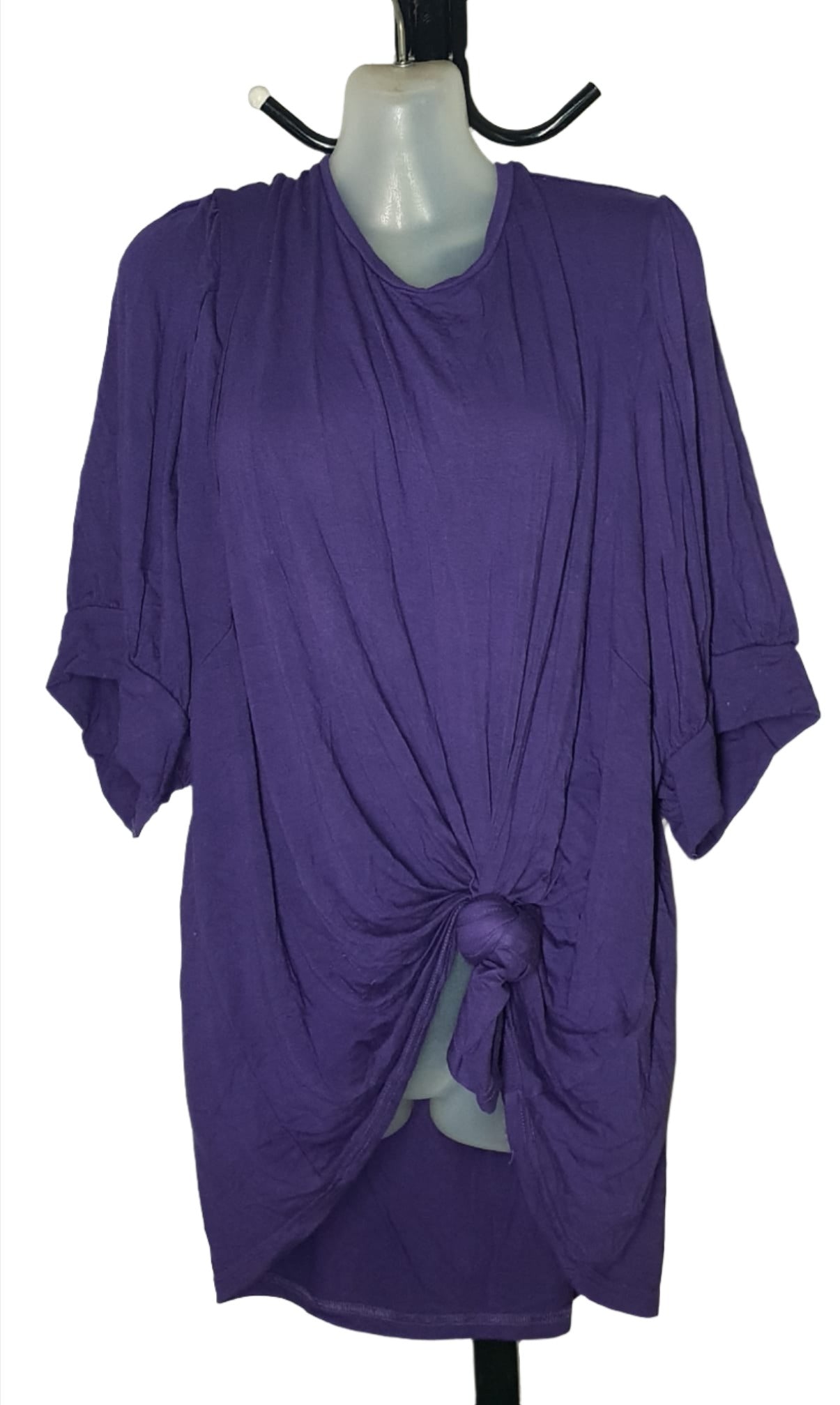 City Chic XL - Purple Soft Stretchy Top With Bubble Sleeves