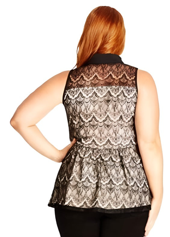 City Chic XL - Lace Button Up Top