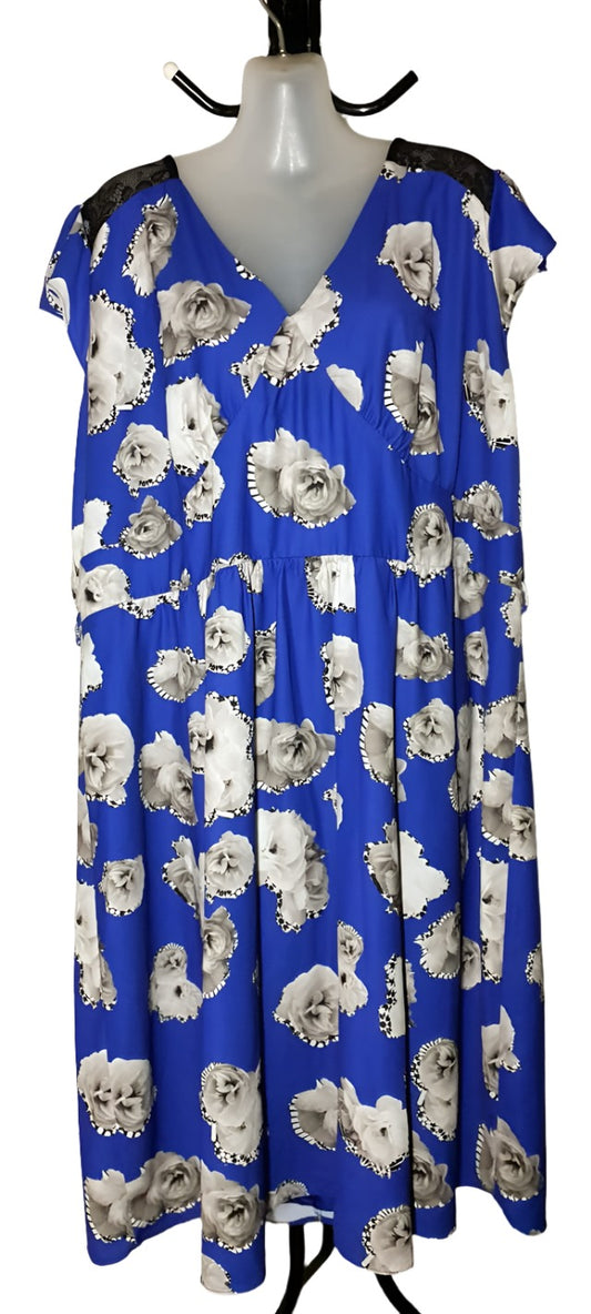 City Chic XL - Blue Floral Lace Dress