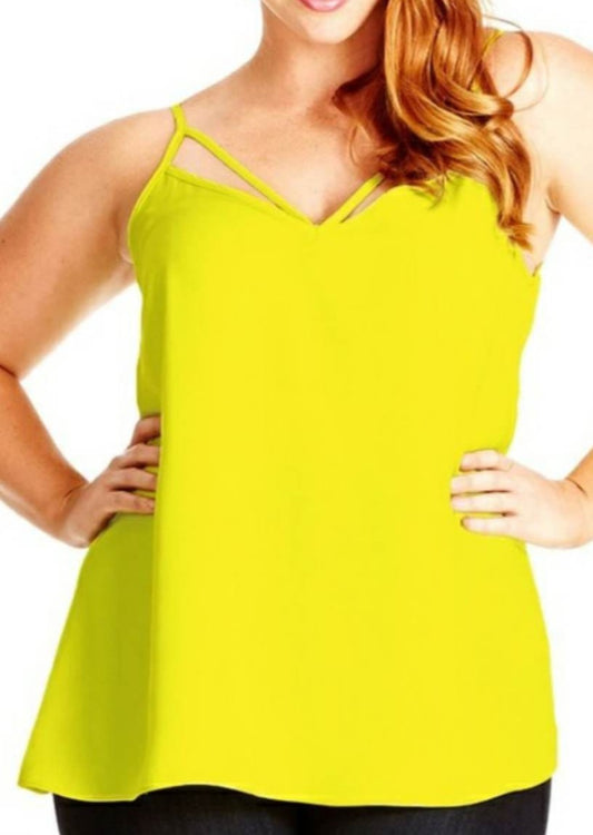 City Chic XL - Yellow Strappy Cami - Brand New With Tags