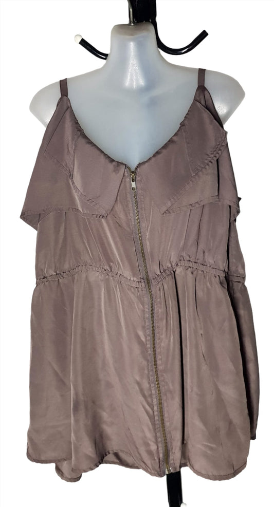 City Chic XL - Zip Up Frill Top