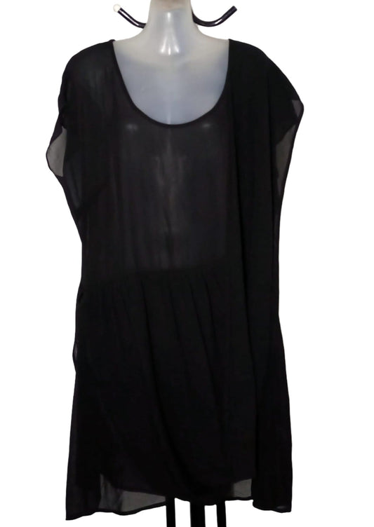 City Chic XS - Black Sheer Tunic Top