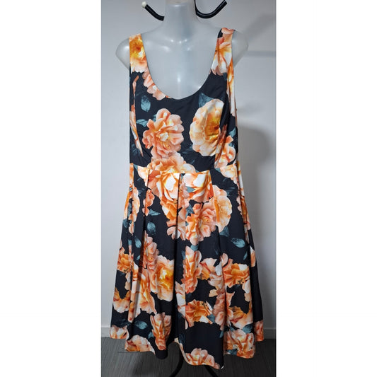 City Chic Small - Floral Fit & Flare Tulle Dress With Pockets