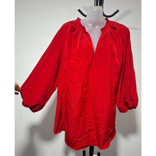City Chic Small - Red Sleeved V Neck Top