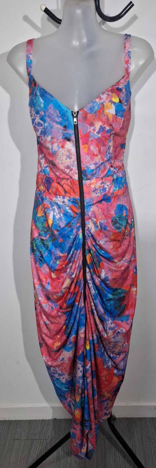 City Chic Small - Zip Ruched Slinky Stretchy Drape Dress