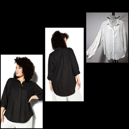 City Chic XS - IVORY Button Up Linen Blouse