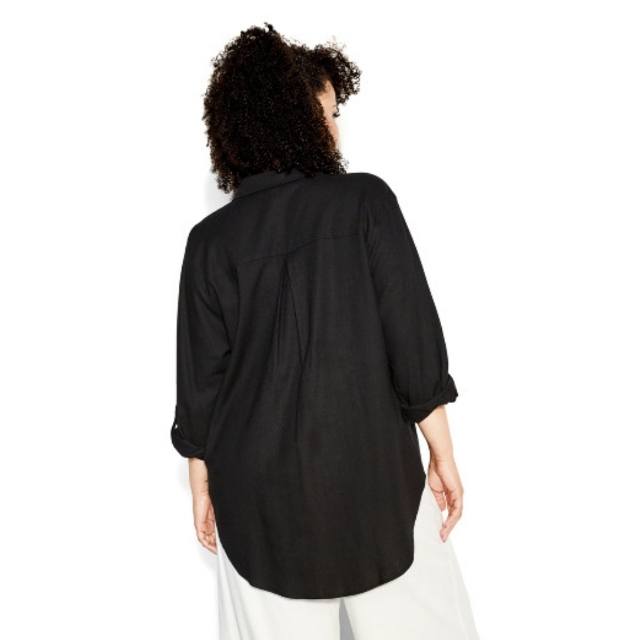 City Chic XS - IVORY Button Up Linen Blouse