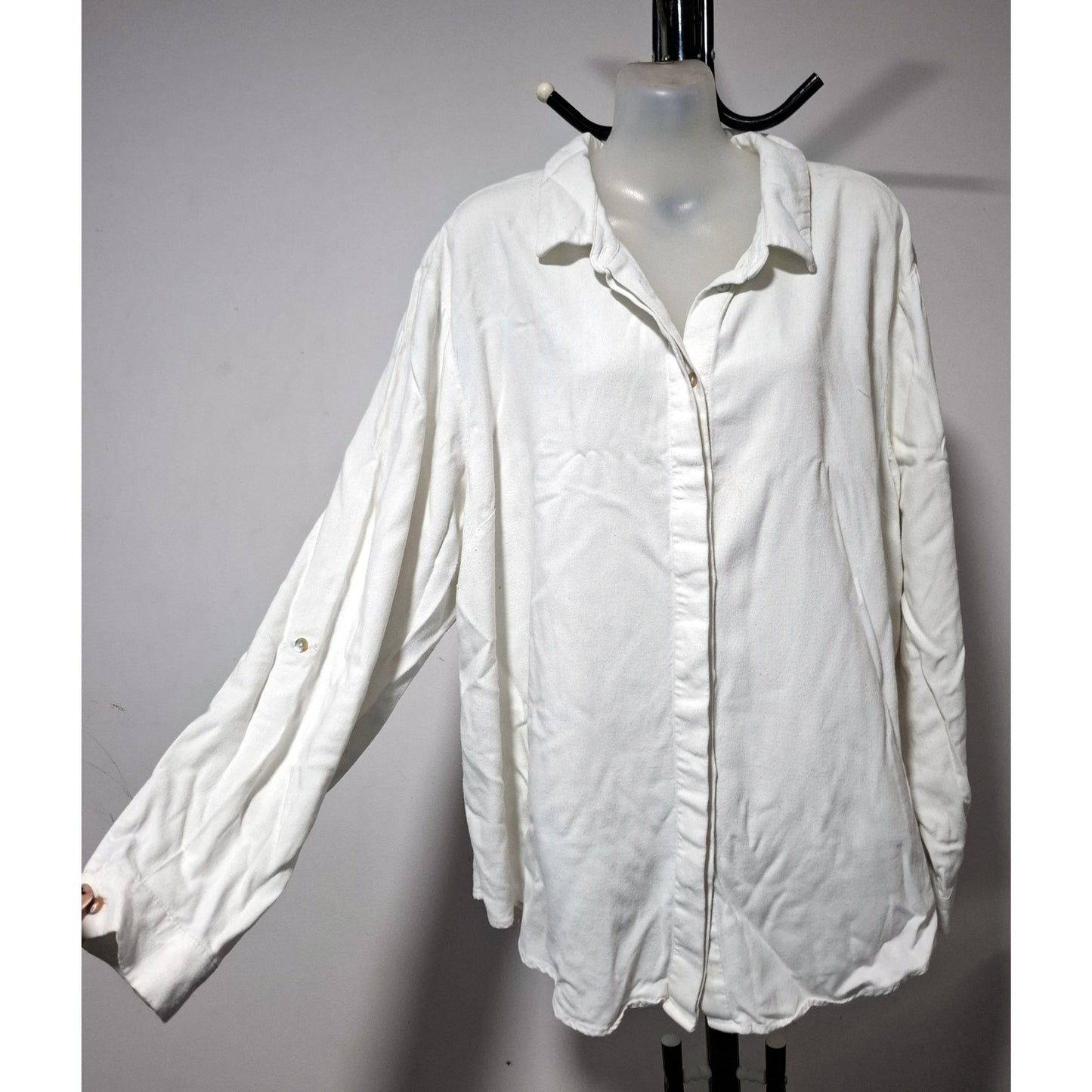 City Chic XS - IVORY Button Up Linen Blouse