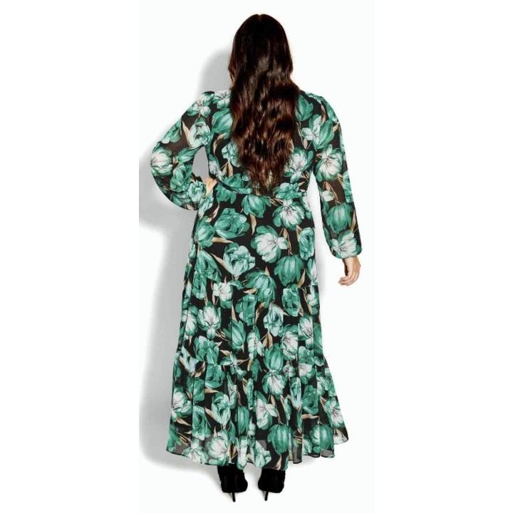 City Chic XS - Sleeved Maxi Dress With Tie