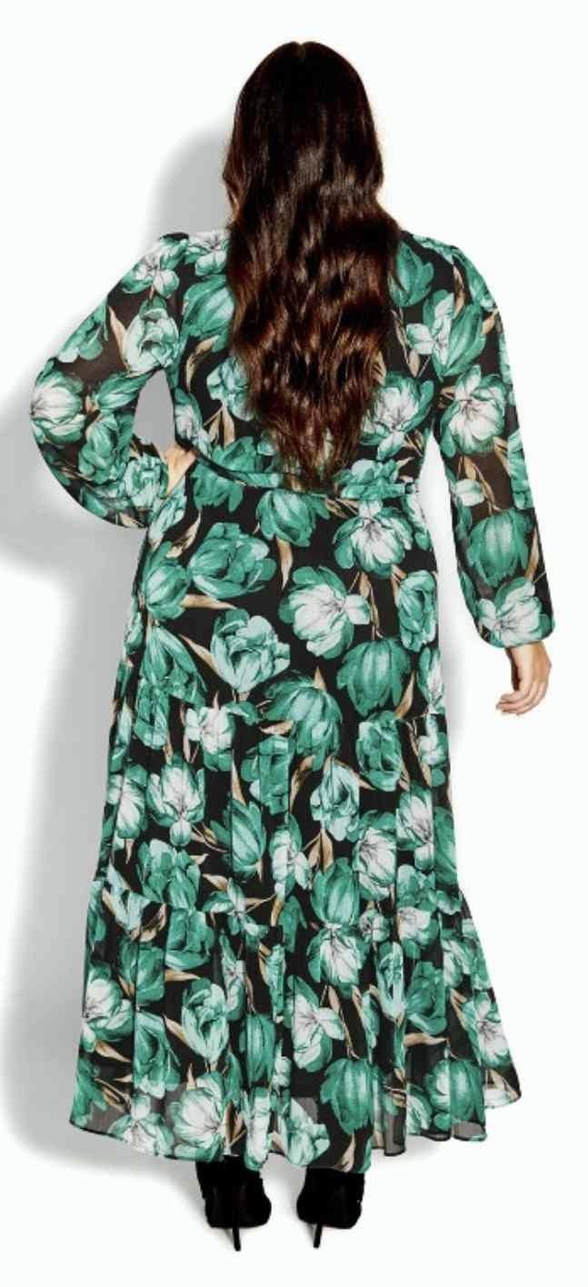 City Chic XS - Sleeved Maxi Dress With Tie