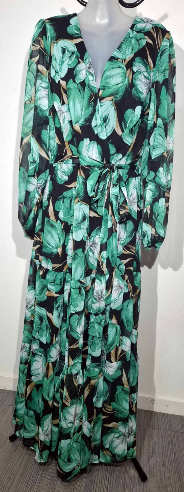 City Chic XS - Sleeved Maxi Dress With Tie