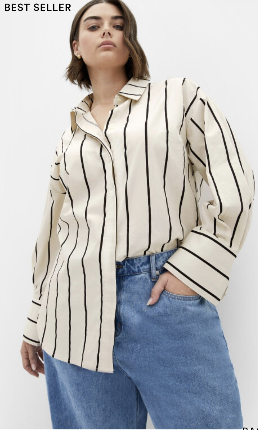 City Chic Medium - Cotton Button Up Office Attire Top