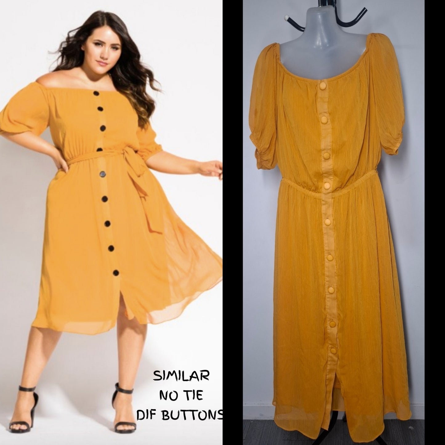 City Chic XS - Mustard Off Shoulder Dress