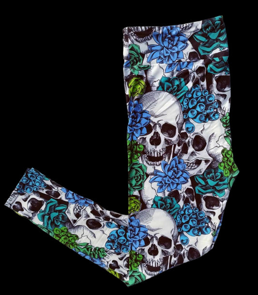Deluxe - Coral Skull - Full Length Leggings