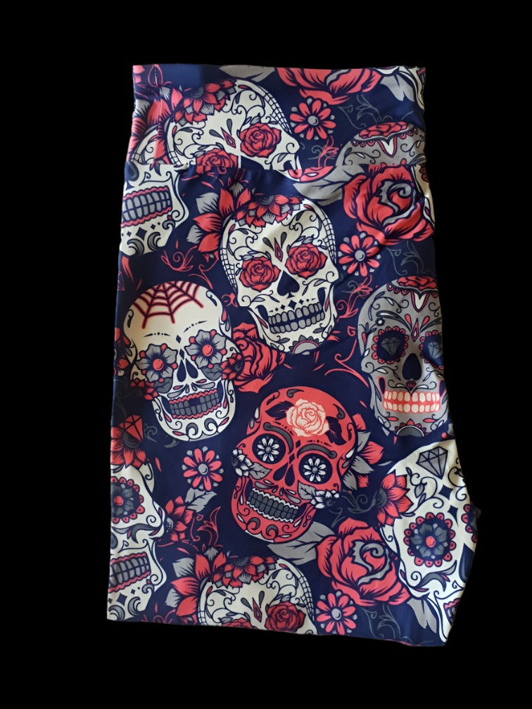 Deluxe - Sugar Skull - 3/4 Length Leggings