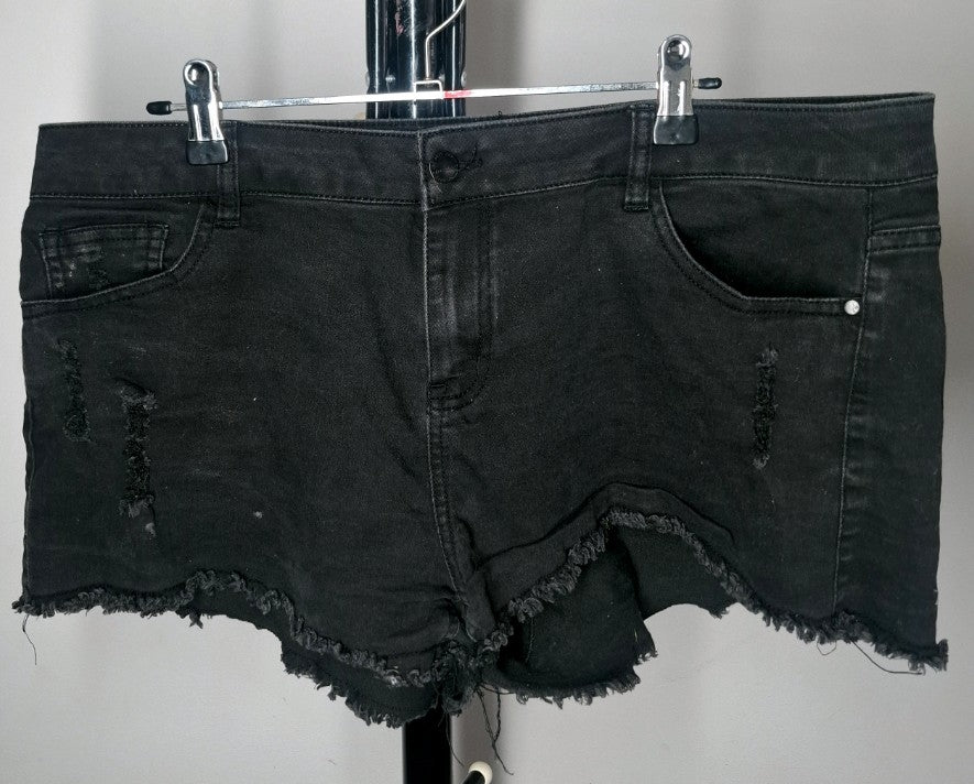 Size 16 - Black Distressed Denim Shorts