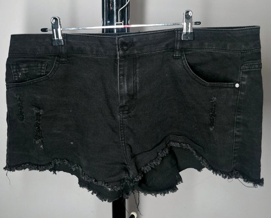 Size 16 - Black Distressed Denim Shorts