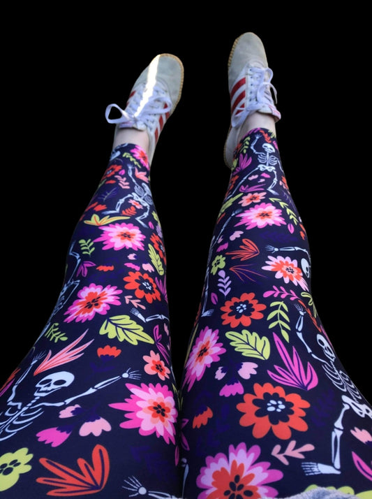 Deluxe - Floral Skeleton - Full Length Leggings