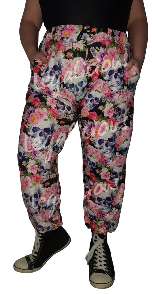 Deluxe - Floral Skull - Joggers With Drawstring And Pockets