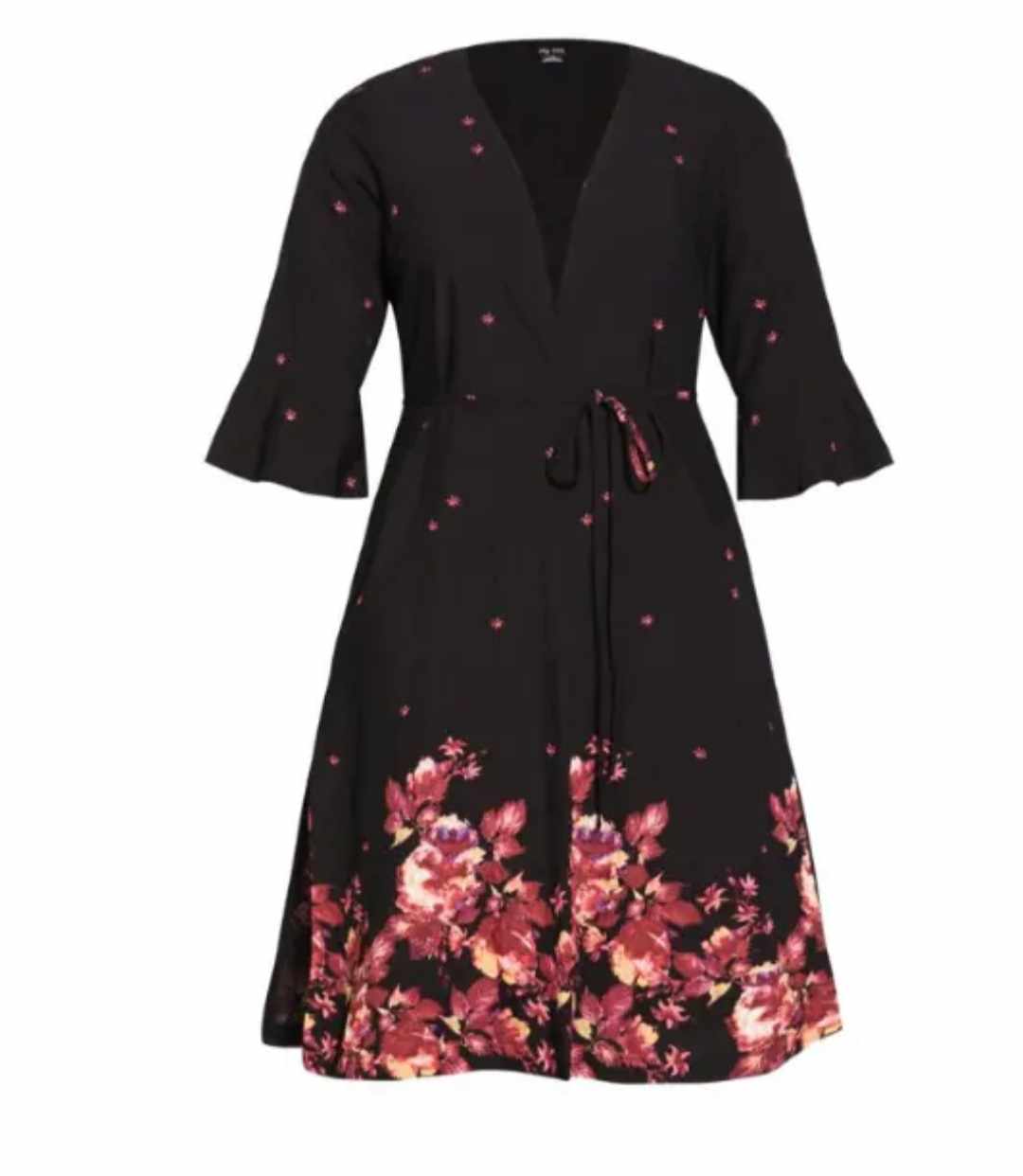 City Chic XS -  Floral Monet Border Kimono Jacket