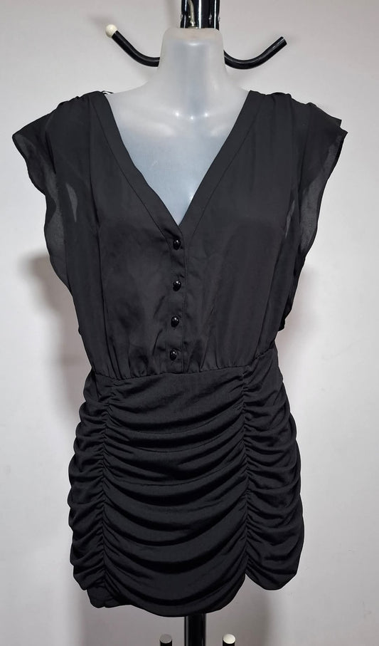 City Chic Large - Black Ruched Top