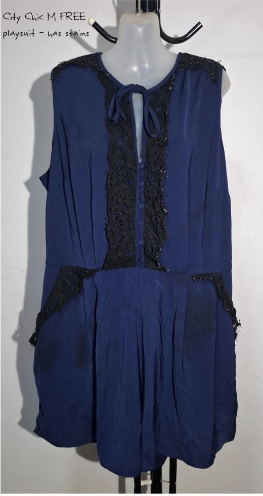 City Chic Medium - Navy Playsuit FREE *Stain*