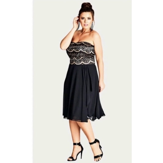 City Chic Medium - Strapless Lace Dress