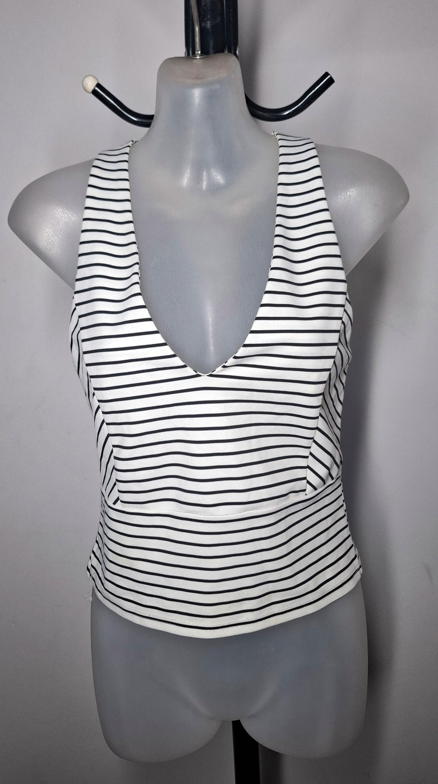 Size 12 - Black & White Striped Racerback Top