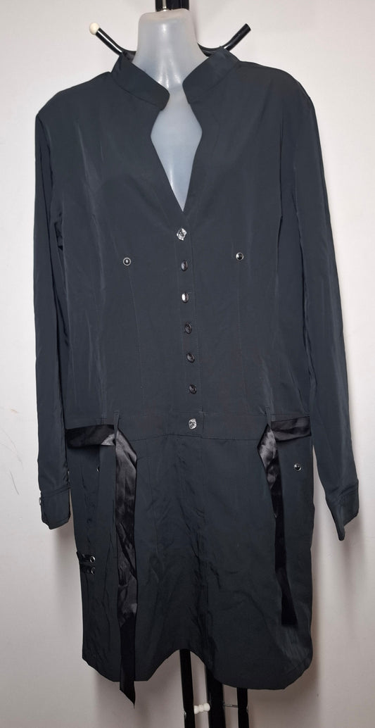 Size 12 - Lola Black Button Up Dress With Sleeves & Pockets - Brand New With Tags