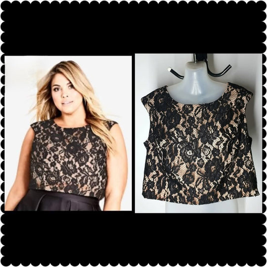 City Chic Medium - Lace Cropped Top