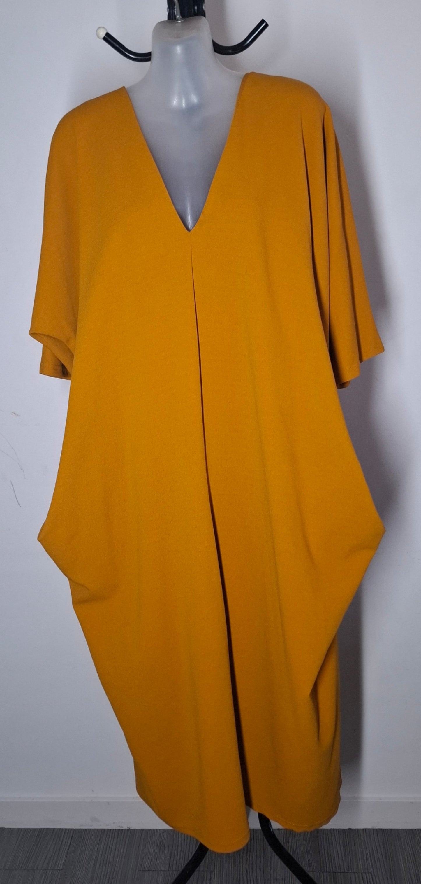 City Chic Small - Mustard Dress With Sleeves And Pockets