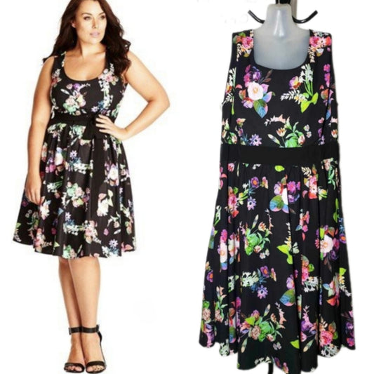 Chic Chic XL - Floral Fit & Flare Dress