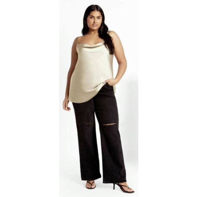 City Chic Medium - Satin Cowl Neck Cami Top With Adjustable Straps