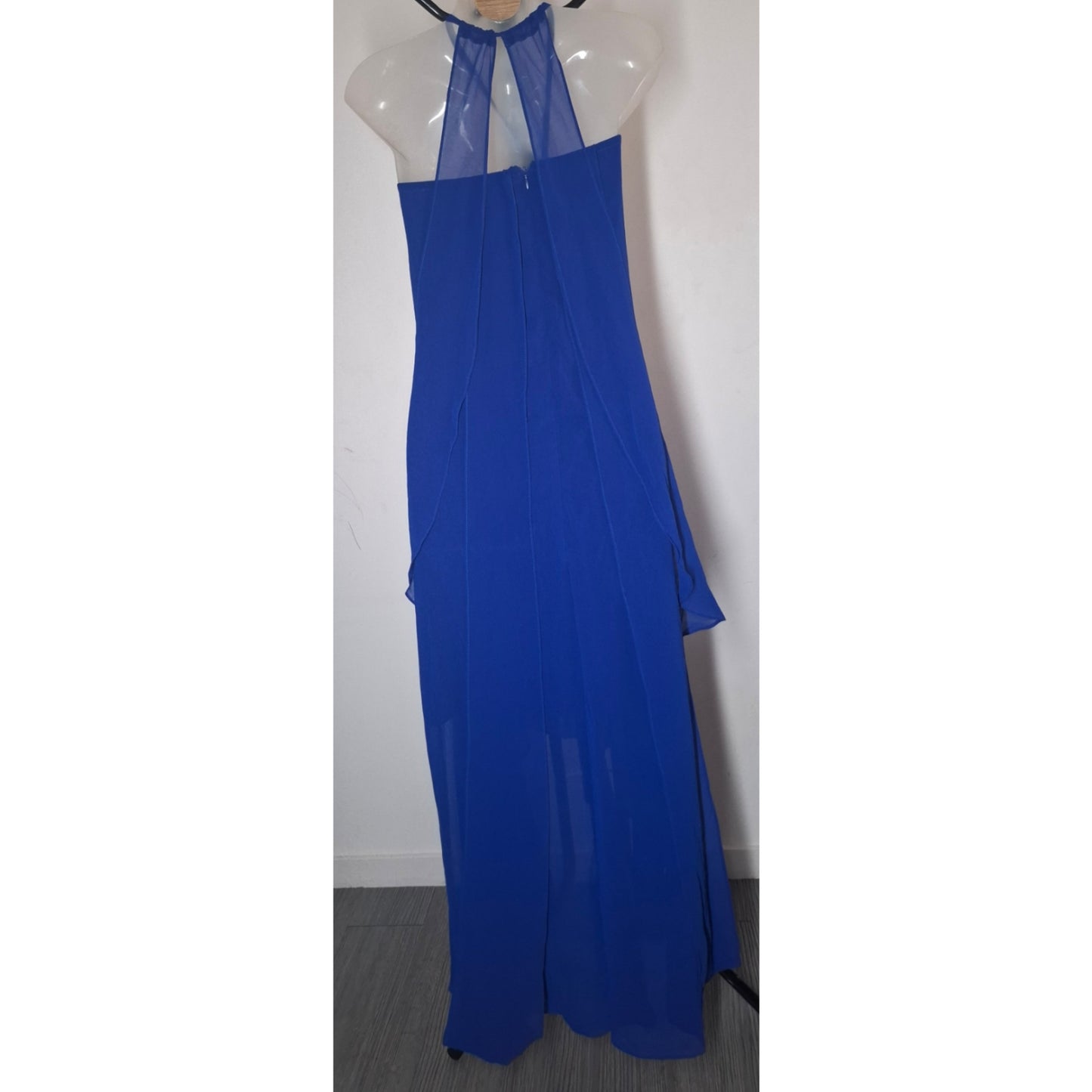 City Chic Medium - Blue Chiffon Overlay Hi-Lo Halter Dress