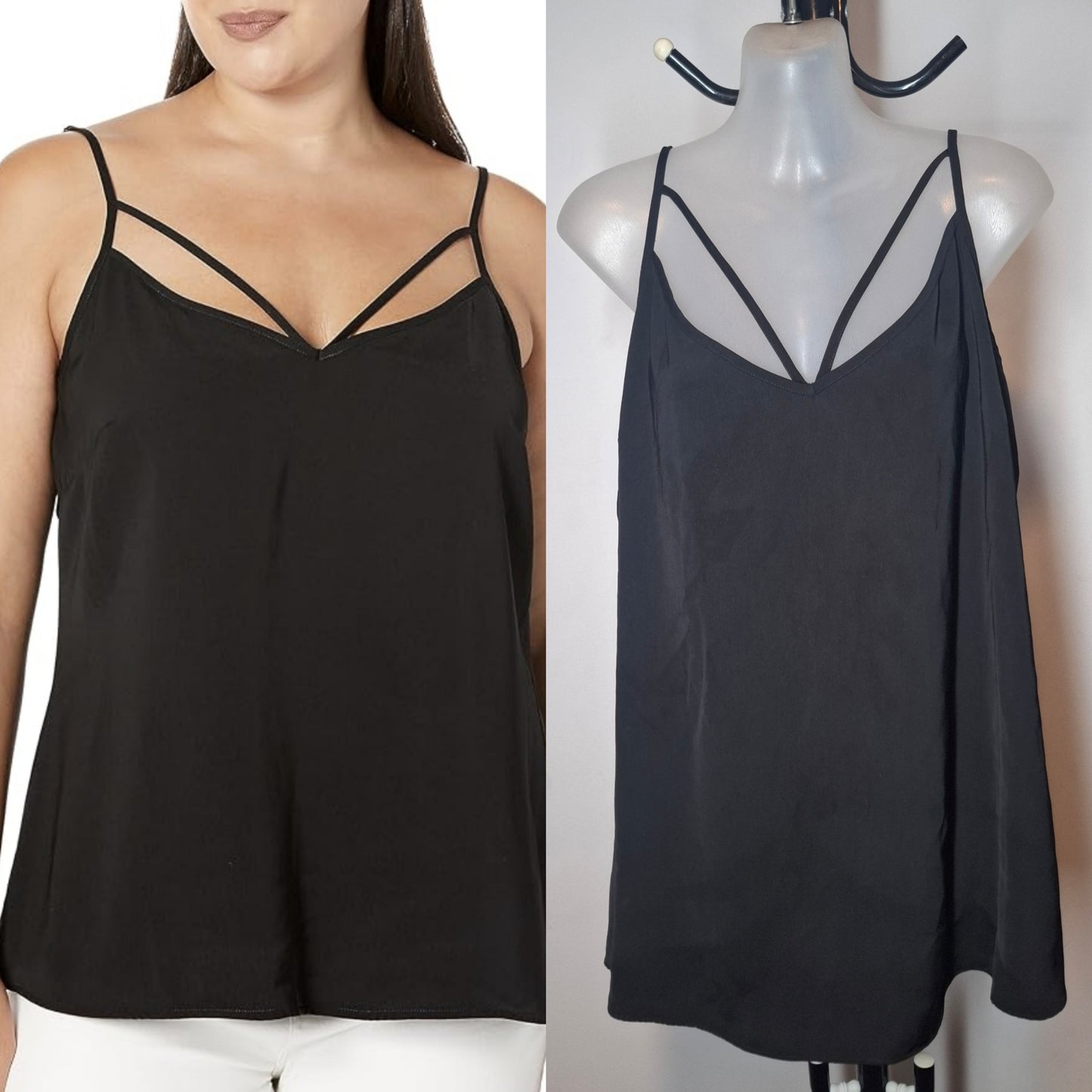 City Chic Medium - Black Strappy Cami Top